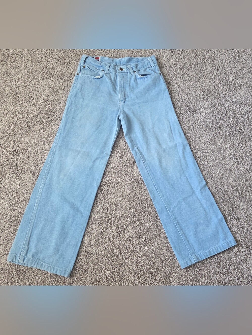 Vintage 70s Jandy Place Wide Leg Jeans Light Wash High Waisted Detailed Pockets